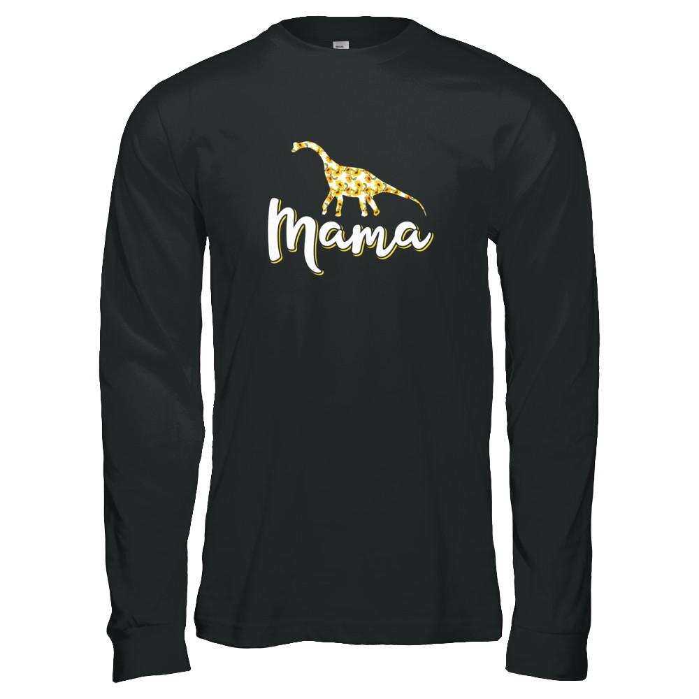 Sunflower Mama Saurus Dinosaur Mothers Day Gift-T-Shirt & Tank Top-Long Sleeve T-Shirt-Black
