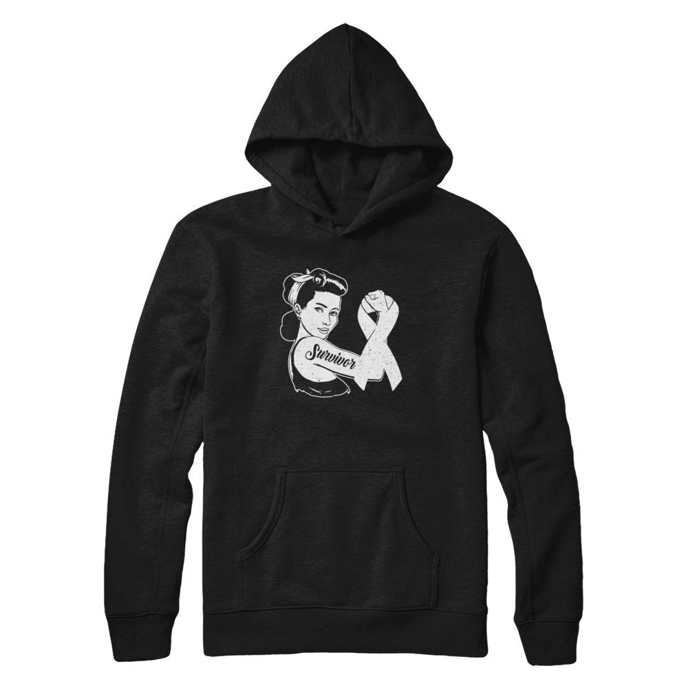 We Can Cure It Lung Cancer Clear Awareness Survivor-T-Shirt & Hoodie-Pullover Hoodie-Black