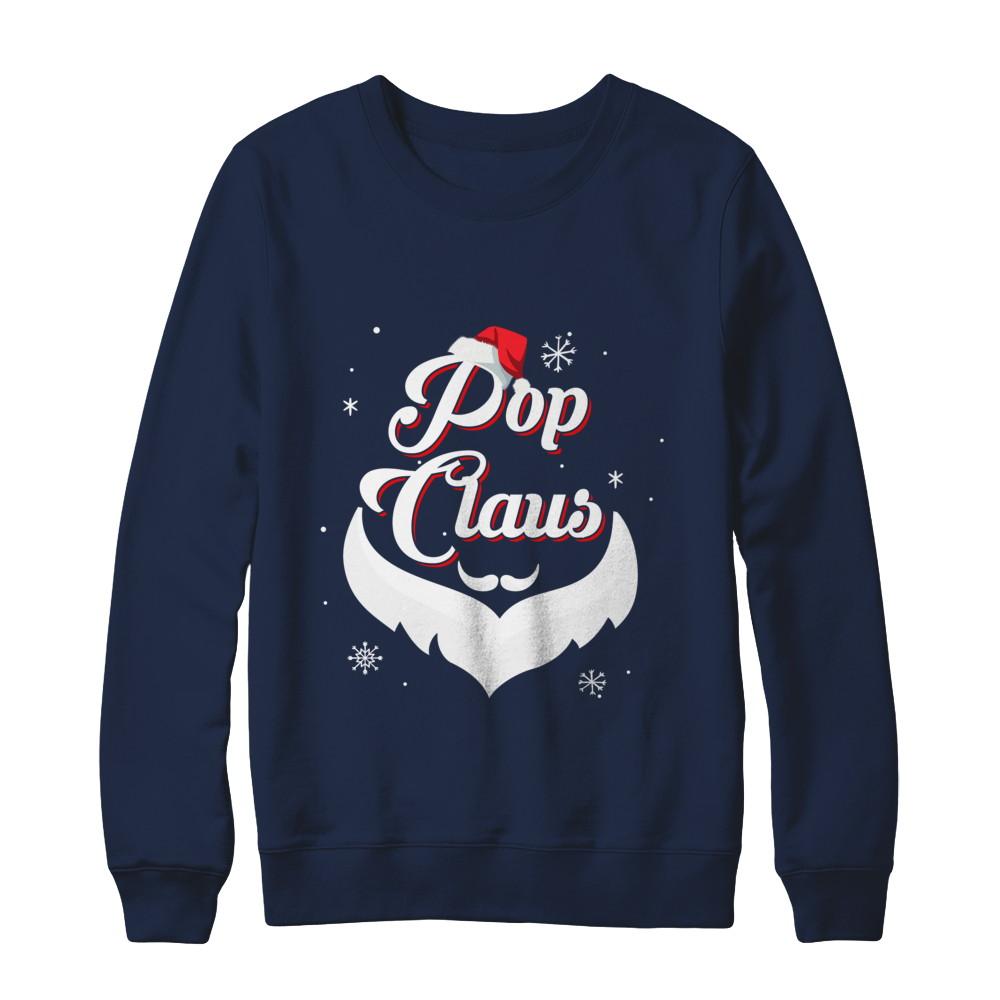 Santa Beard Matching Christmas Pajamas Pop Claus-T-Shirt & Sweatshirt-Crewneck Sweatshirt-Navy