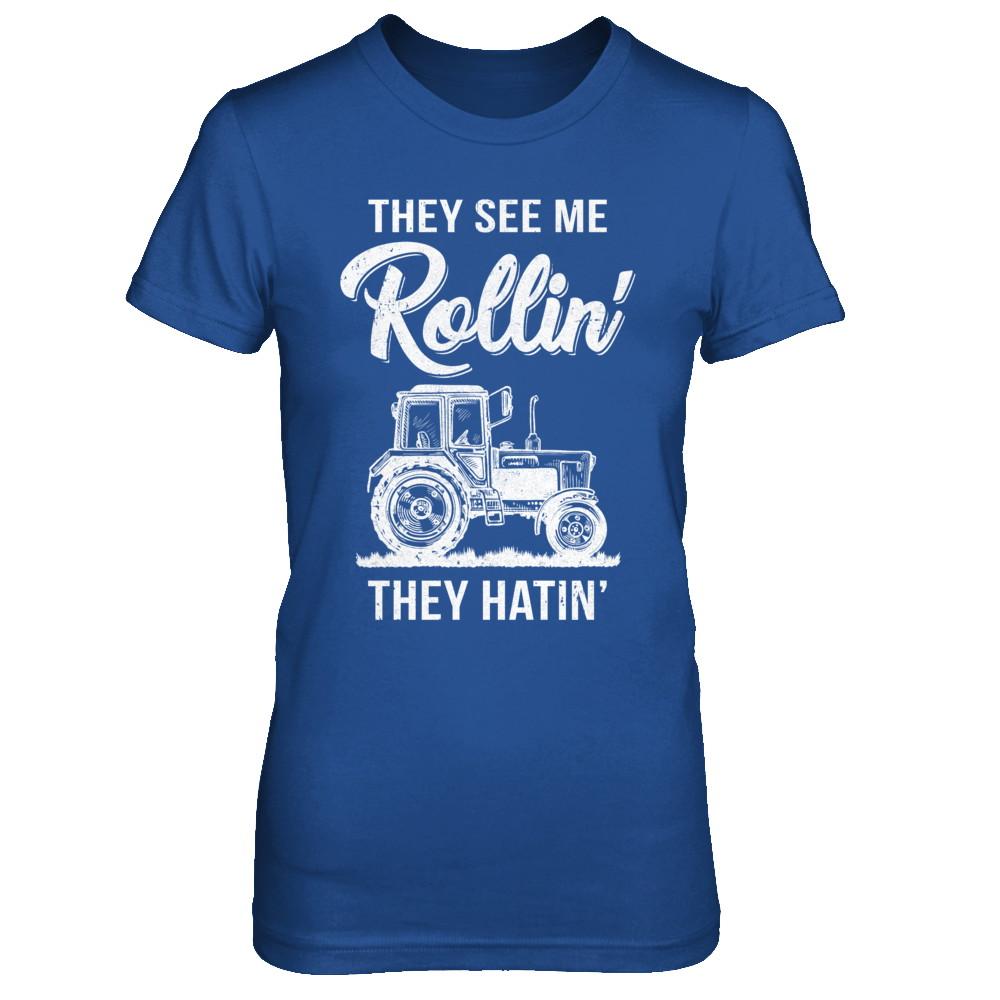 They See Me Rollin They Hatin Funny Tractor-T-Shirt & Hoodie-Women's T-Shirt-Royal