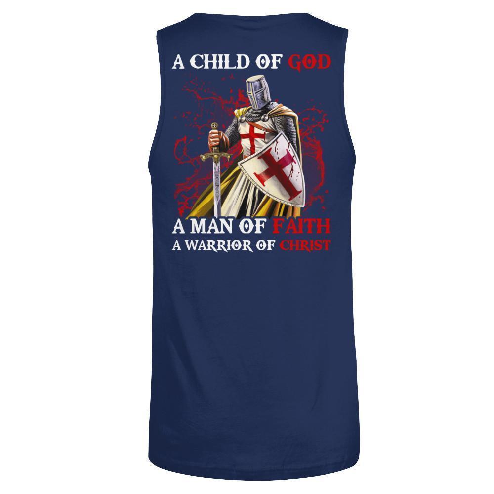 Knight Templar A Child Of God A Man Of Faith A Warrior Of Christ-T-Shirt & Hoodie-Unisex Tank-Navy