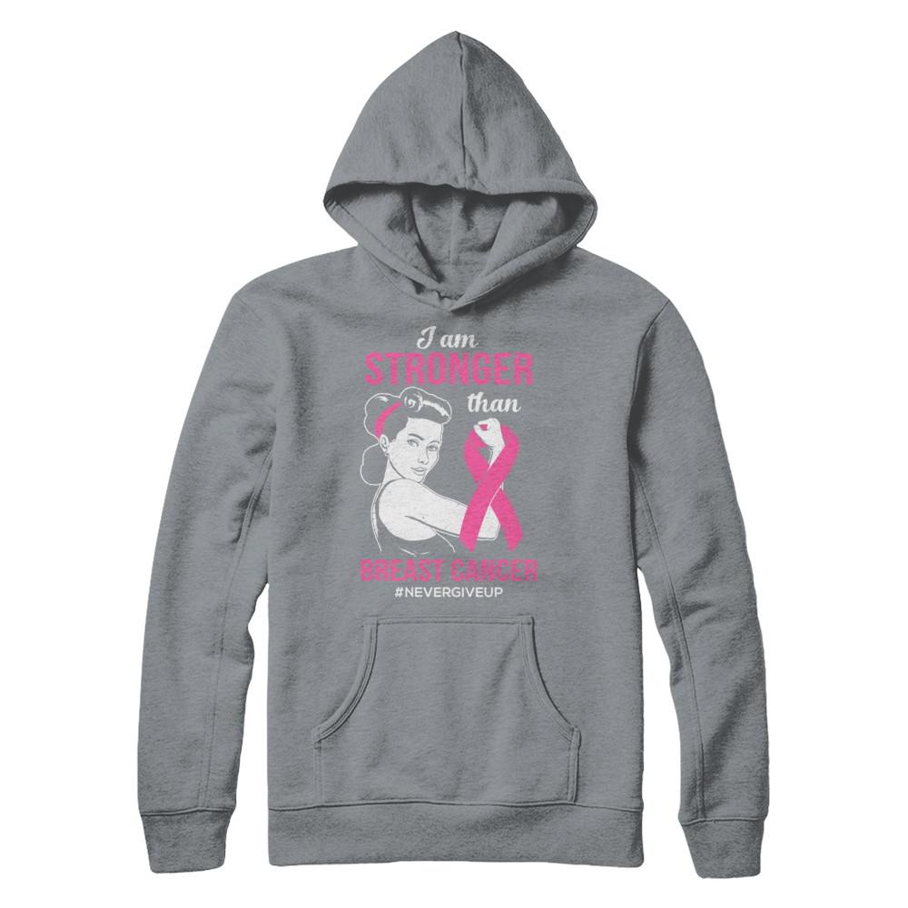 I Am Stronger Than Breast Cancer Awareness Support-T-Shirt & Hoodie-Pullover Hoodie-Light Steel