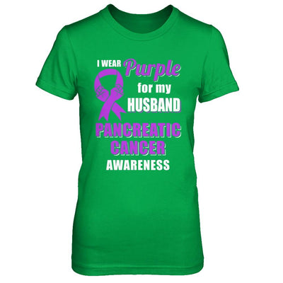 I Wear Purple For My Husband Pancreatic Cancer Wife-T-Shirt & Hoodie-Women's T-Shirt-Irish Green