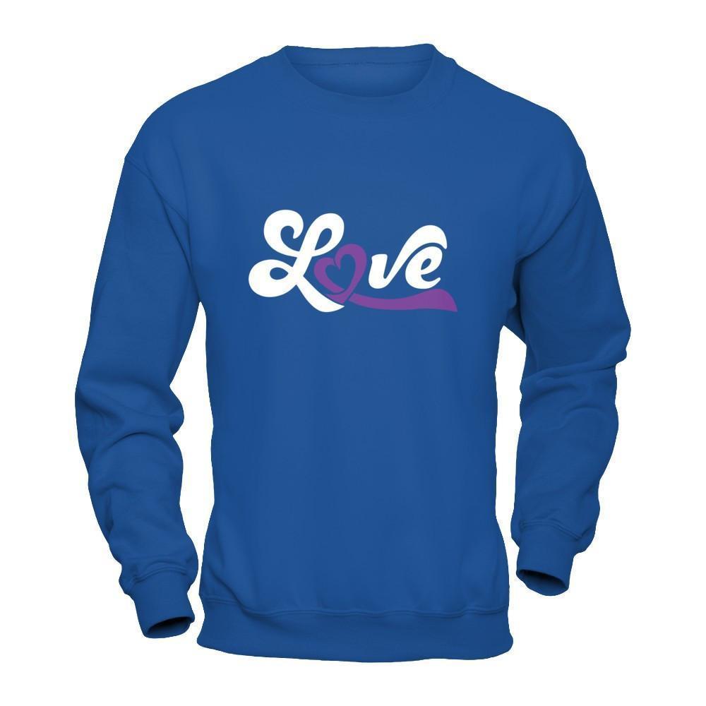 Love Purple Awareness Ribbon-T-Shirt & Hoodie-Crewneck Sweatshirt-Royal