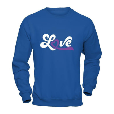 Love Purple Awareness Ribbon-T-Shirt & Hoodie-Crewneck Sweatshirt-Royal