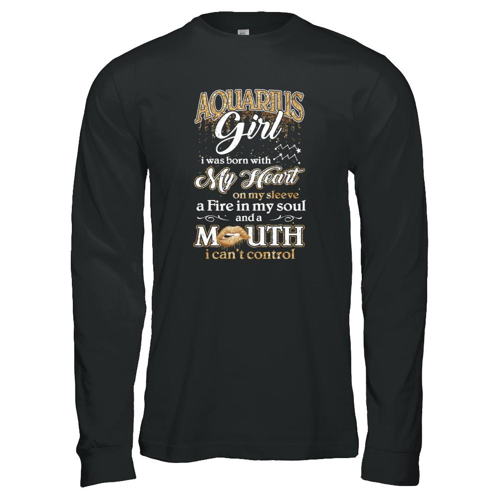 I'm An Aquarius Girl Lipstick January February Funny Zodiac Birthday-T-Shirt & Tank Top-Long Sleeve T-Shirt-Black
