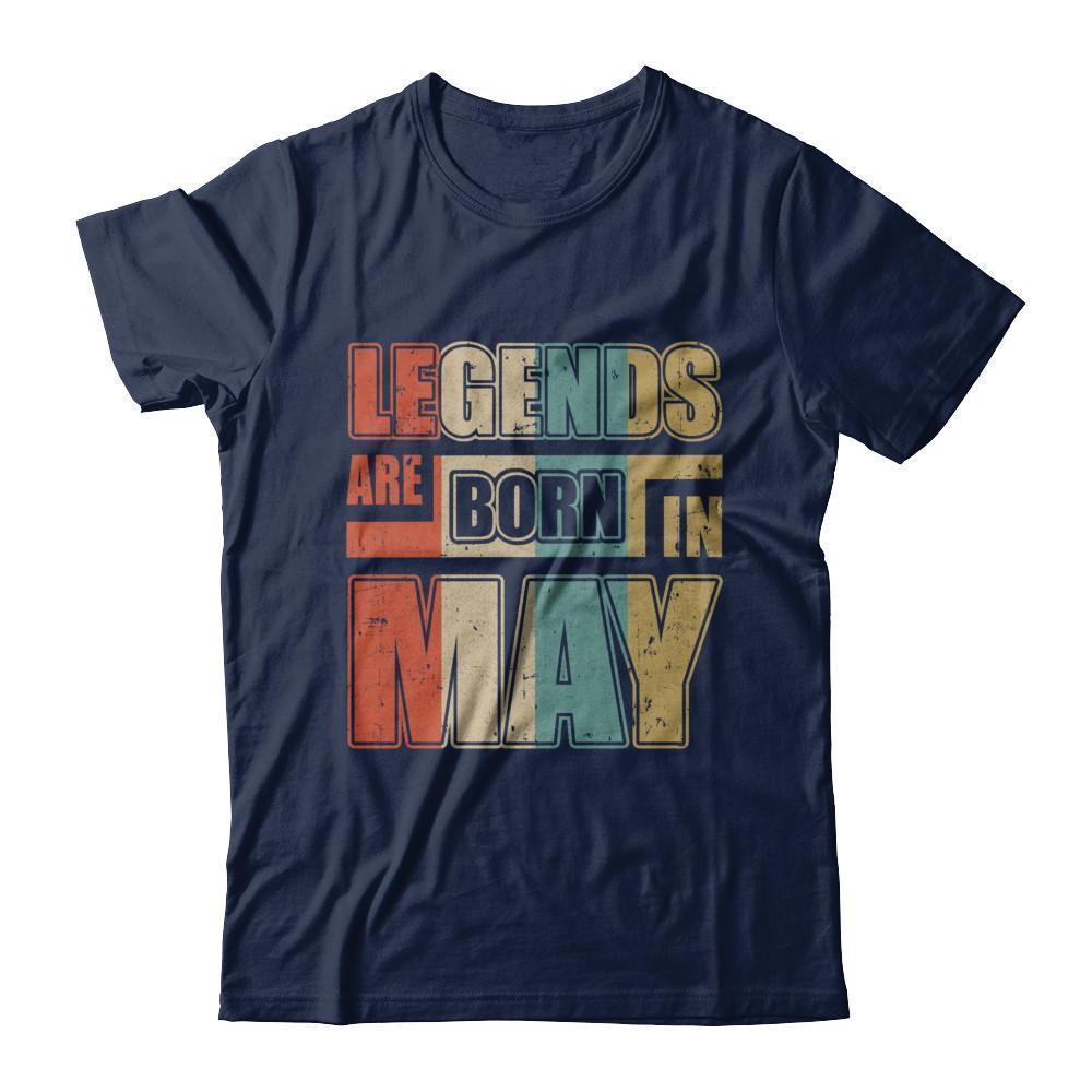 Classic Vintage Legends Are Born In May Birthday-T-Shirt & Hoodie-Classic T-Shirt-Navy