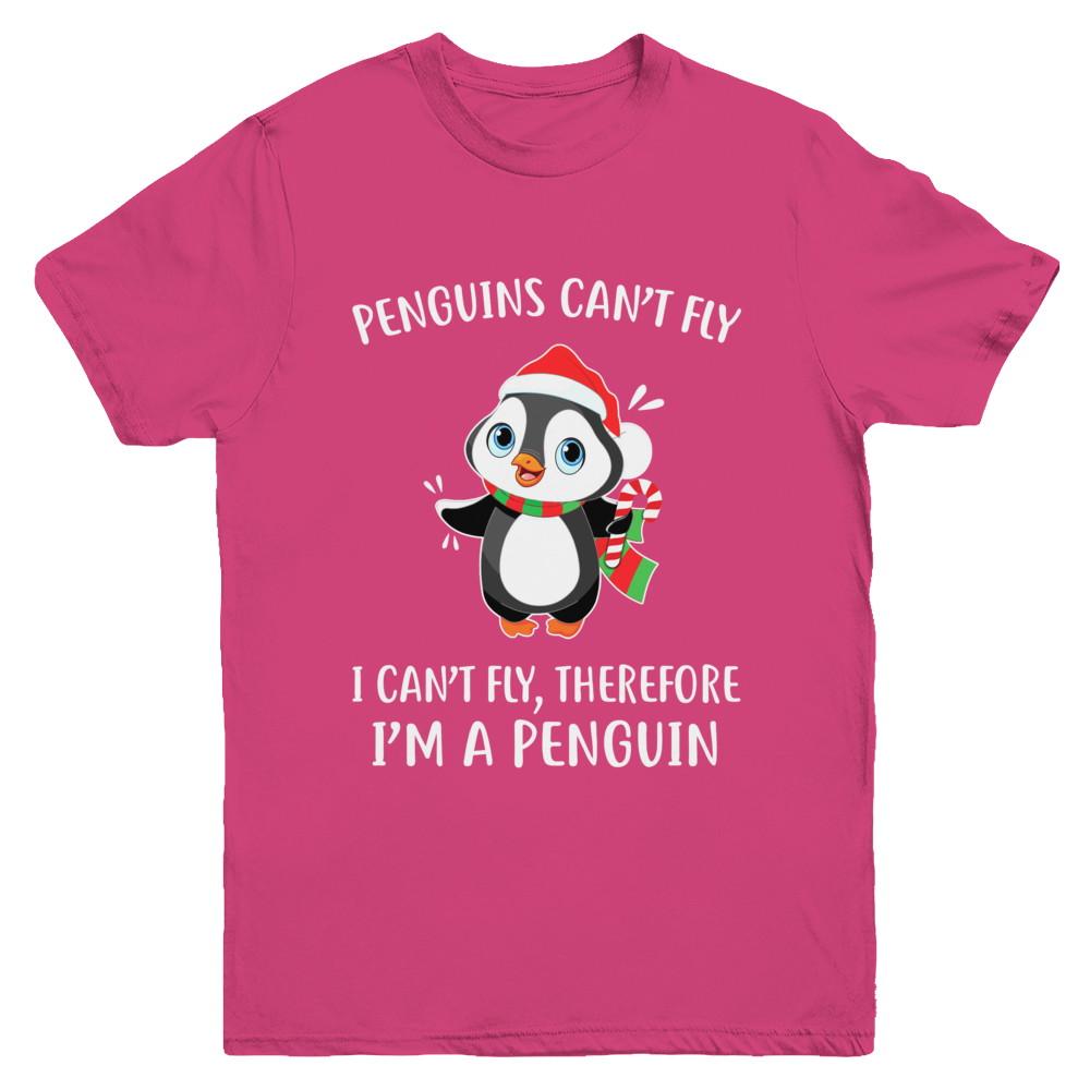 Funny Penguin I Can't Fly Christmas Gift Youth-Youth Shirt-Youth T-Shirt-Heliconia