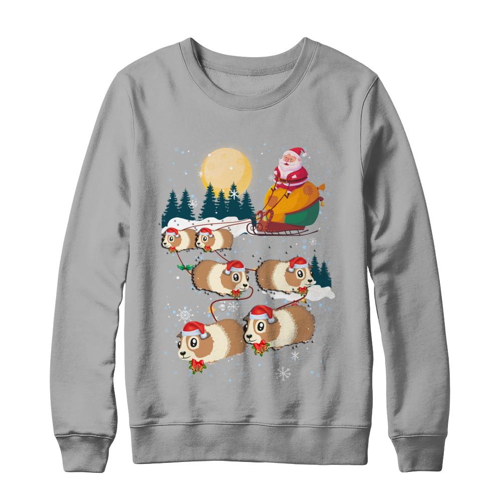 Funny Christmas Guinea Pig Reindeer Lover Santa Gift-T-Shirt & Sweatshirt-Crewneck Sweatshirt-Light Steel