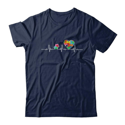 Autism Puzzle Heartbeat Autism Awareness-T-Shirt & Hoodie-Classic T-Shirt-Navy