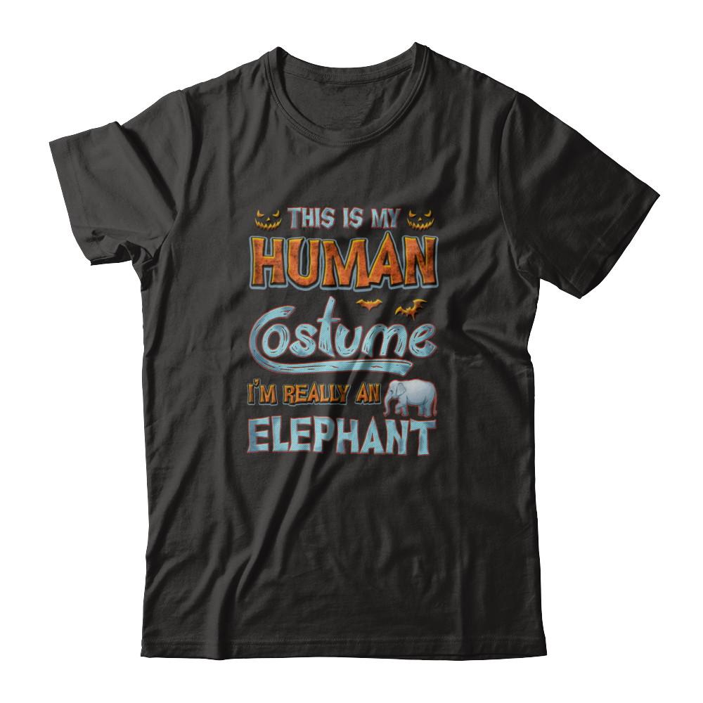 Elephant Halloween My Human Costume I'm Really An Elephant-T-Shirt & Tank Top-Premium T-Shirt-Black