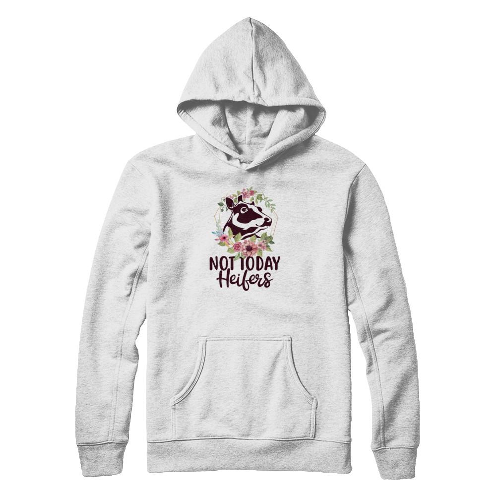 Funny Farmer Women Girl Cow Not Today Heifer-T-Shirt & Tank Top-Pullover Hoodie-Heather Grey