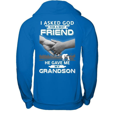 I Asked God For A Best Friend He Gave Me My Grandson-T-Shirt & Hoodie-Pullover Hoodie-Royal