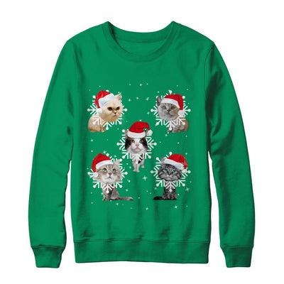 Cute Cat's Christmas Snowflakes Cat Claus-T-Shirt & Sweatshirt-Crewneck Sweatshirt-Irish Green