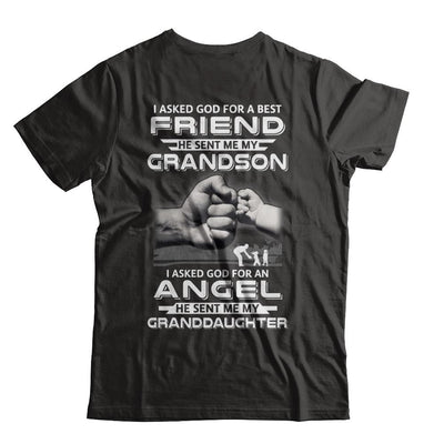 A Best Friend He Sent Me My Grandson & Angel Granddaughter-T-Shirt & Hoodie-Classic T-Shirt-Black