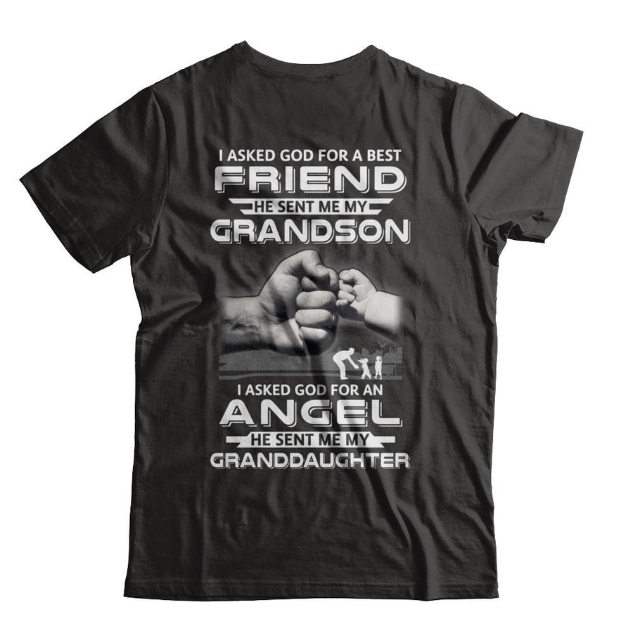 A Best Friend He Sent Me My Grandson & Angel Granddaughter-T-Shirt & Hoodie-Classic T-Shirt-Black