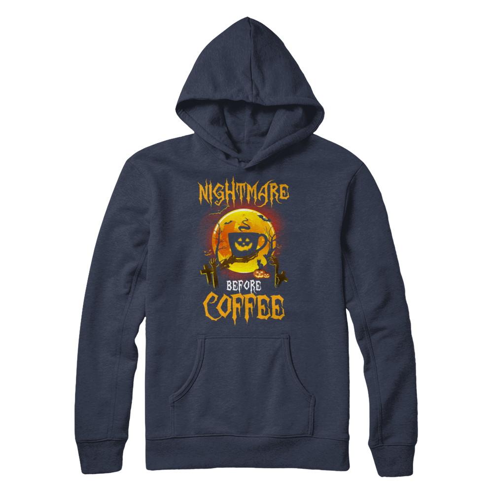 Nightmare Before Coffee Funny Halloween Gift-T-Shirt & Hoodie-Pullover Hoodie-Navy