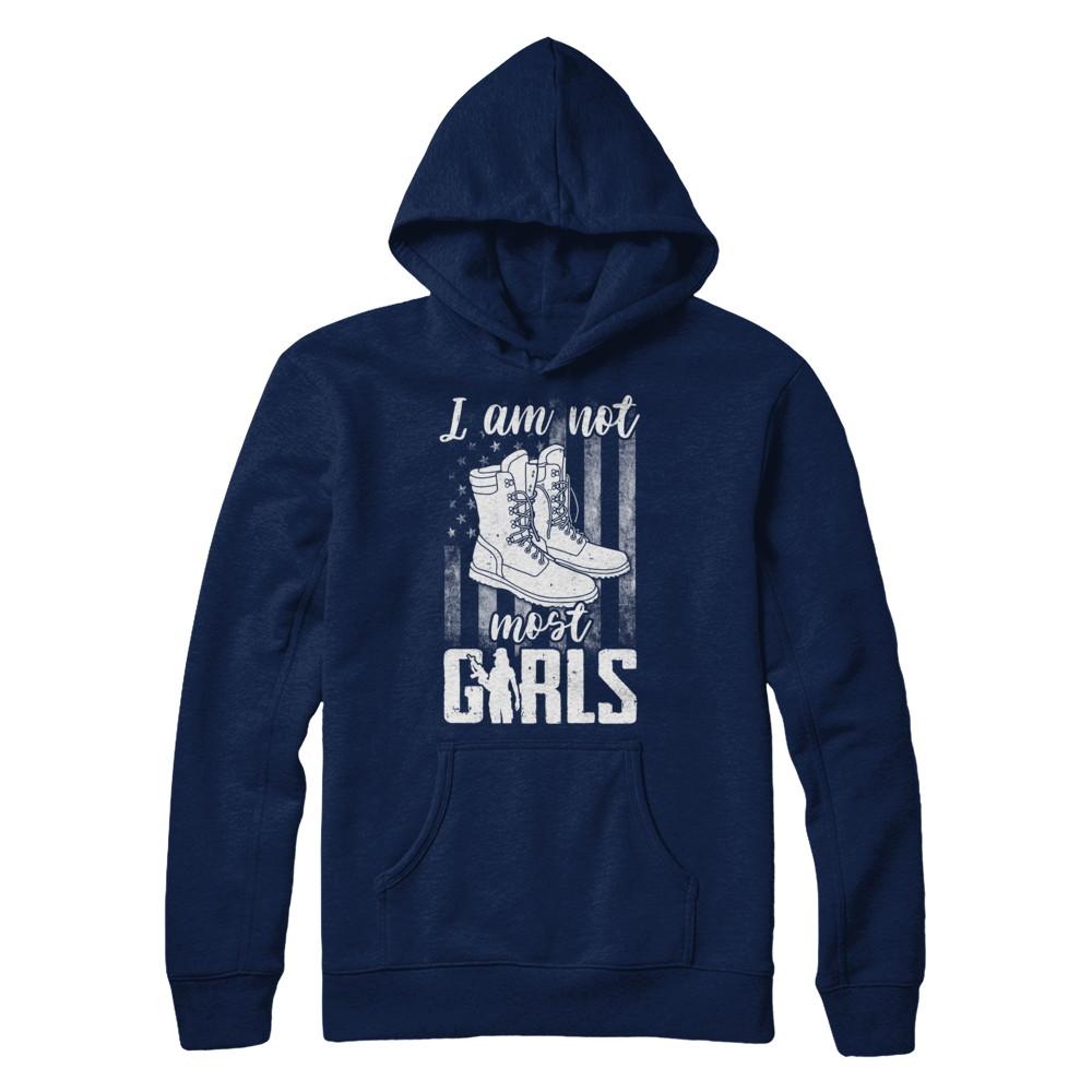 I AM NOT MOST GIRLS Veteran Woman-T-Shirt & Hoodie-Hanes - Heavyweight Pullover Hoodie-Navy