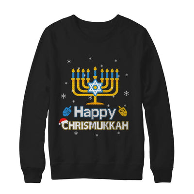 Happy Chrismukkah Ugly Hanukkah Christmas Sweater-T-Shirt & Sweatshirt-Crewneck Sweatshirt-Black