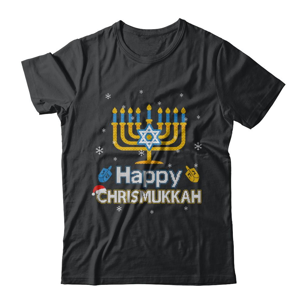 Happy Chrismukkah Ugly Hanukkah Christmas Sweater-T-Shirt & Sweatshirt-Classic T-Shirt-Black
