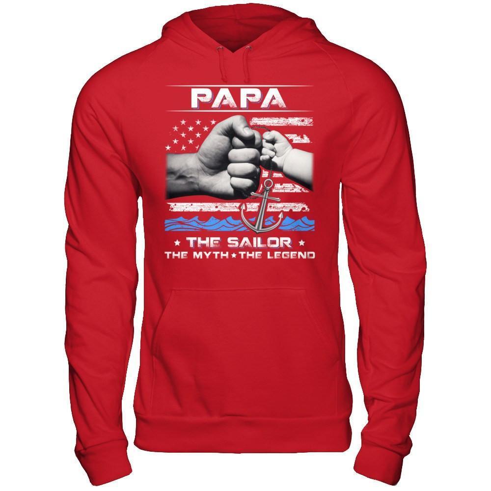 Veteran Papa The Sailor The Myth The Legend-T-Shirt & Hoodie-Pullover Hoodie-Red
