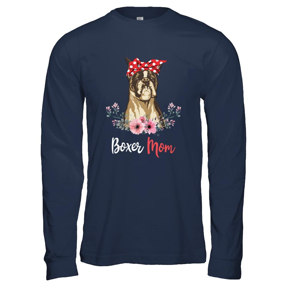 Boxer Mom Gift For Women Dog Lover-T-Shirt & Hoodie-Long Sleeve T-Shirt-Navy
