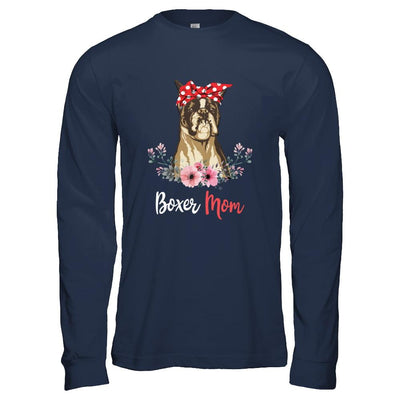 Boxer Mom Gift For Women Dog Lover-T-Shirt & Hoodie-Long Sleeve T-Shirt-Navy