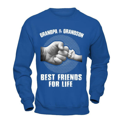 Grandpa And Grandson Best Friends For Life-T-Shirt & Hoodie-Crewneck Sweatshirt-Royal
