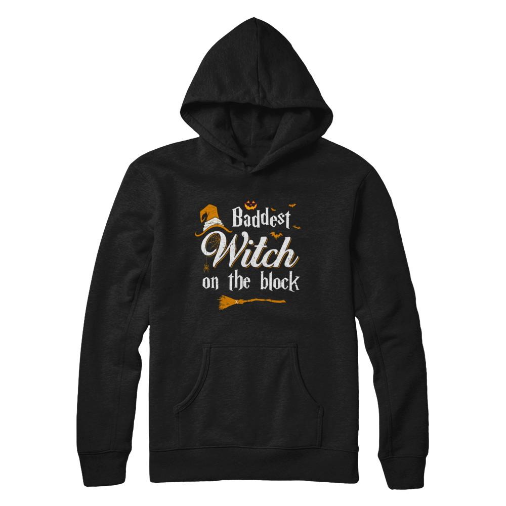 Baddest Witch On The Block-T-Shirt & Sweatshirt-Pullover Hoodie-Black