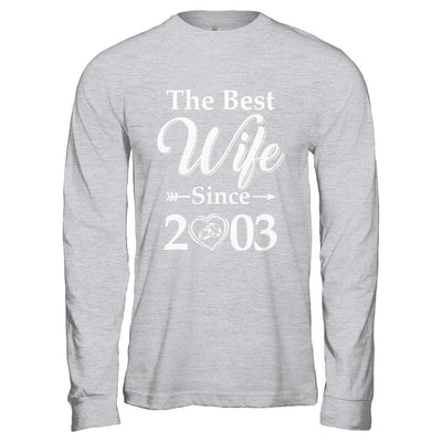 18th Married Together Anniversary Since 2003 Husband Wife-T-Shirt & Hoodie-Long Sleeve T-Shirt-Sport Grey