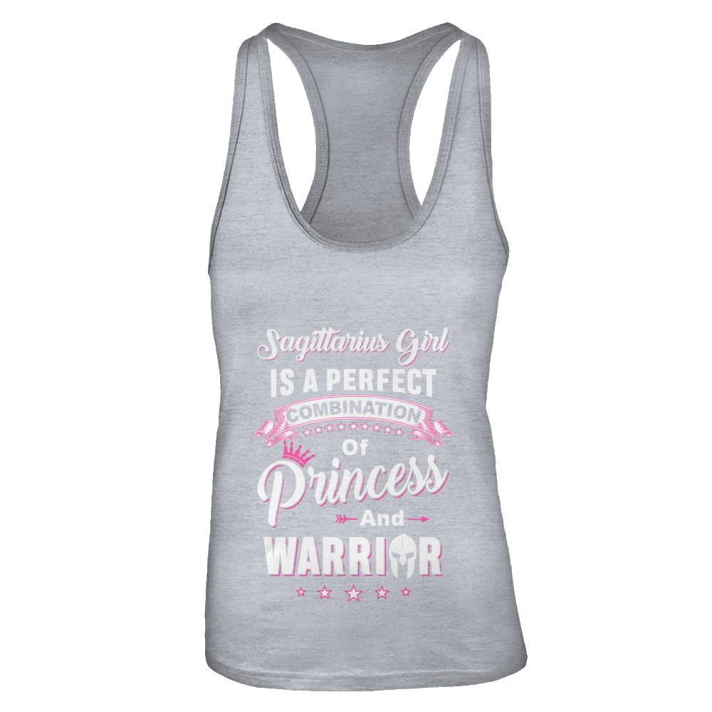 Sagittarius Girl Princess Warrior November December Birthday-T-Shirt & Tank Top-Women's Ideal Racerback Tank-Heather Grey