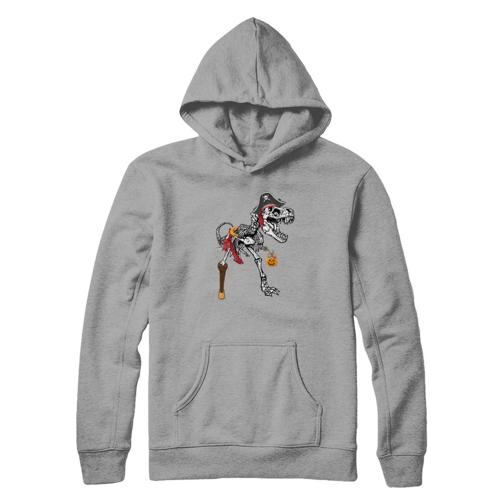 Dinosaurs T-Rex Skeleton Pirate Halloween Saurus For Men Women-T-Shirt & Hoodie-Pullover Hoodie-Light Steel