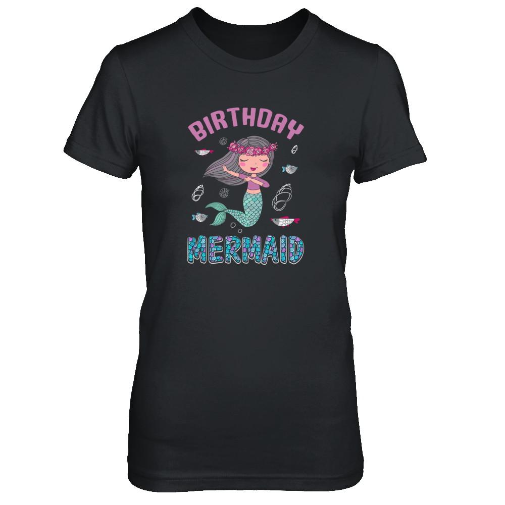 Birthday Mermaid Party Dabbing-T-Shirt & Tank Top-Women's T-Shirt-Black