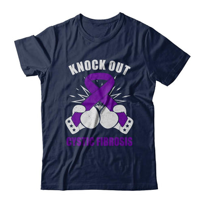 Boxing Knock Out Cystic Fibrosis Awareness Support-T-Shirt & Hoodie-Classic T-Shirt-Navy