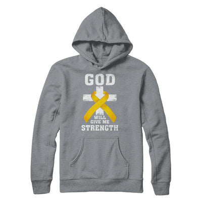 God Will Give Me Strength Gold Yellow Cancer Ribbon Gift-T-Shirt & Hoodie-Pullover Hoodie-Light Steel
