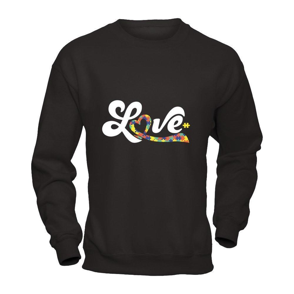 Love Autism Awareness-T-Shirt & Hoodie-Crewneck Sweatshirt-Black