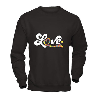 Love Autism Awareness-T-Shirt & Hoodie-Crewneck Sweatshirt-Black