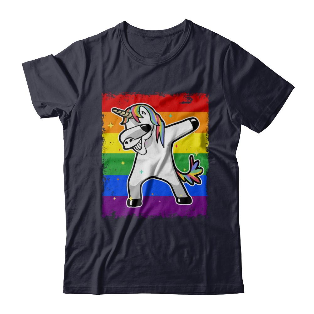 Dabbing Unicorn Lgbt Gay Pride Flag-T-Shirt & Hoodie-Premium T-Shirt-Midnight Navy