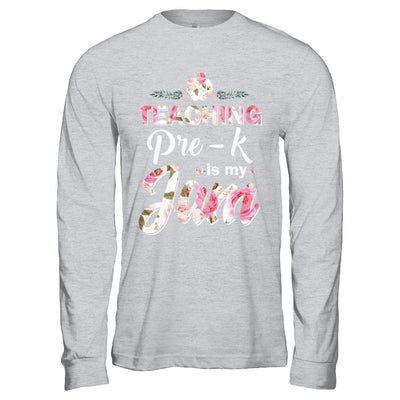 Teaching Pre-K Grade Is My Jam Back To Shcool Teacher-T-Shirt & Hoodie-Long Sleeve T-Shirt-Sport Grey