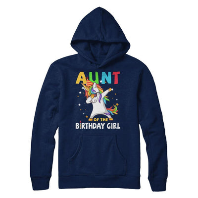 AUNT Of The Birthday Girl Dabbing Unicorn Party-T-Shirt & Hoodie-Pullover Hoodie-Navy
