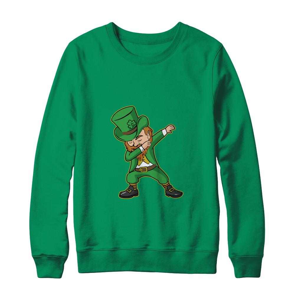 Dabbing St Patricks Day Leprechaun-T-Shirt & Hoodie-Crewneck Sweatshirt-Irish Green
