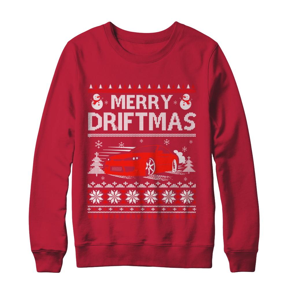 Merry Drifting Car Enthusiasts Sweater-T-Shirt & Sweatshirt-Crewneck Sweatshirt-Red