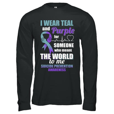 I Wear Teal And Purple For Someone Suicide Prevention Awareness-T-Shirt & Hoodie-Long Sleeve T-Shirt-Black