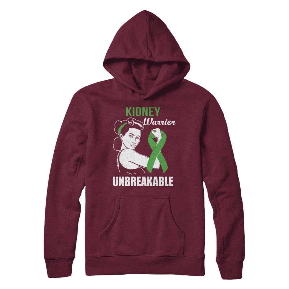 Kidney Disease Warrior Unbreakable Kidney Disease Awareness-T-Shirt & Hoodie-Pullover Hoodie-Maroon