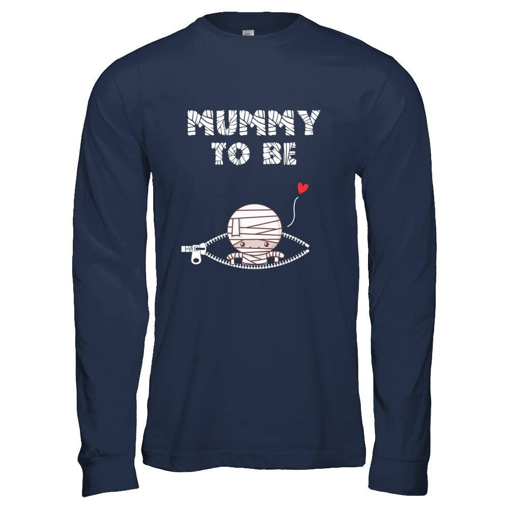 Cute Baby Mummy To Be Pregnant Halloween Costume-T-Shirt & Hoodie-Long Sleeve T-Shirt-Navy
