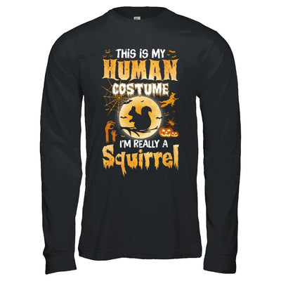 Funny Squirrel Human Costume Halloween-T-Shirt & Hoodie-Long Sleeve T-Shirt-Black