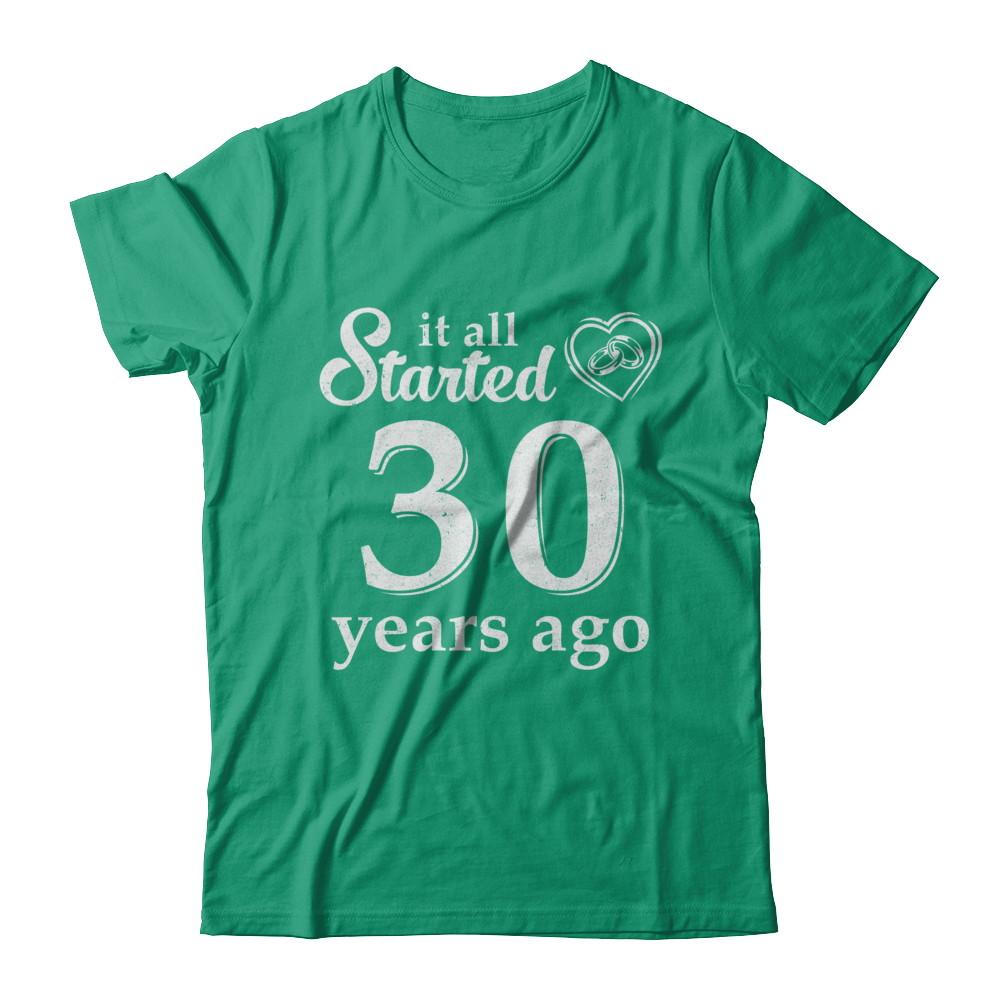 30Th Wedding Anniversary Married Couples 1991 Husband Wife-T-Shirt & Hoodie-Classic T-Shirt-Kelly Green