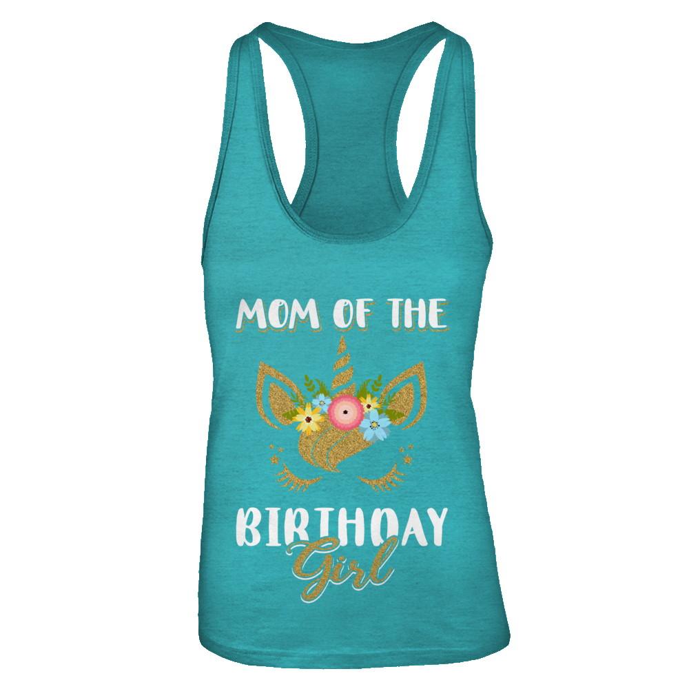 Cute Unicorn Mom Of The Birthday Girl-T-Shirt & Tank Top-Women's Ideal Racerback Tank-Tahiti Blue