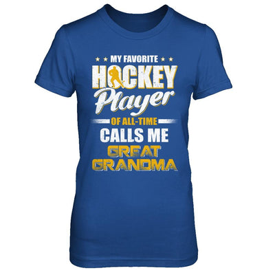 My Favorite Hockey Player Calls Me Great Grandma Hockey-T-Shirt & Hoodie-Women's T-Shirt-Royal