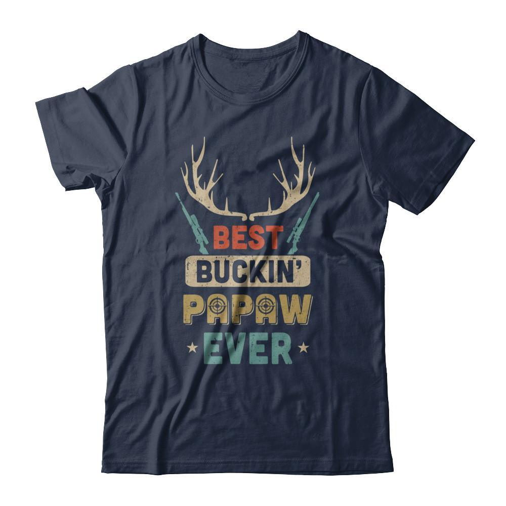 Vintage Best Buckin' PaPaw Ever Deer Hunting-T-Shirt & Hoodie-Classic T-Shirt-Navy